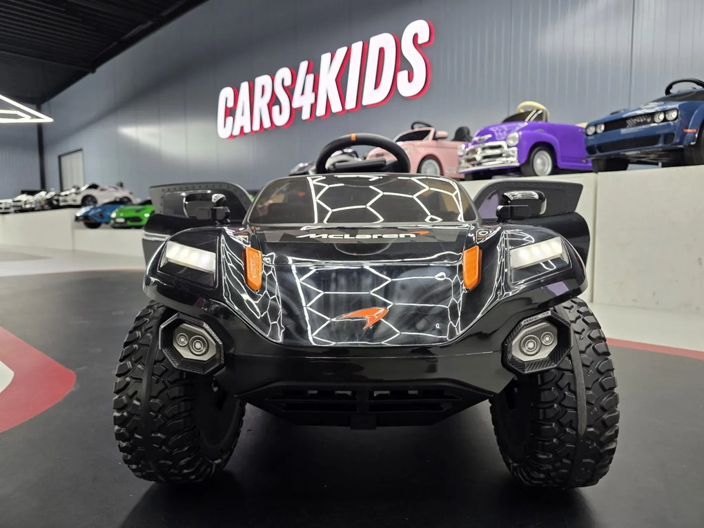Carro Infantil eletrico McLaren Rally 12V assento de couro, pneus de borracha EVA Preto e Laranja