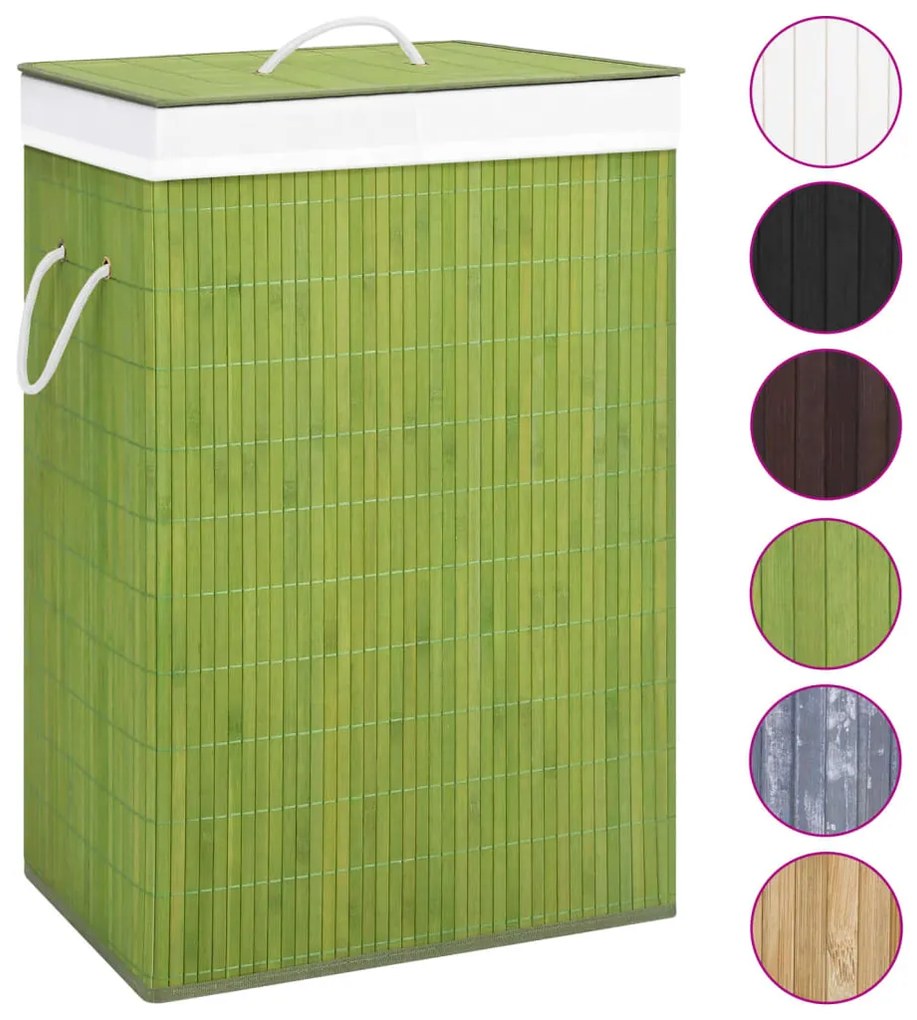 vidaXL Cesto para roupa suja c/ 2 secções 72 L bambu verde