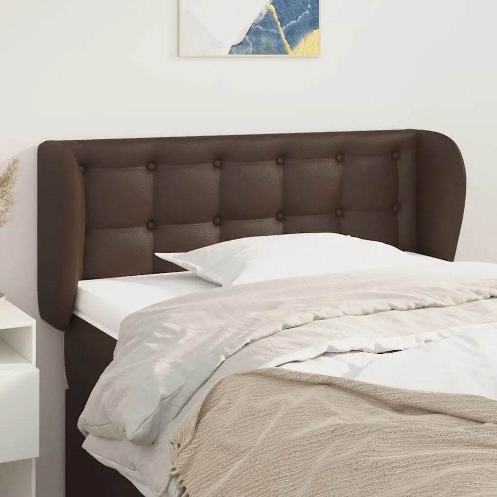 vidaXL Cabeceira cama c/ abas couro artificial 83x23x78/88 cm castanho