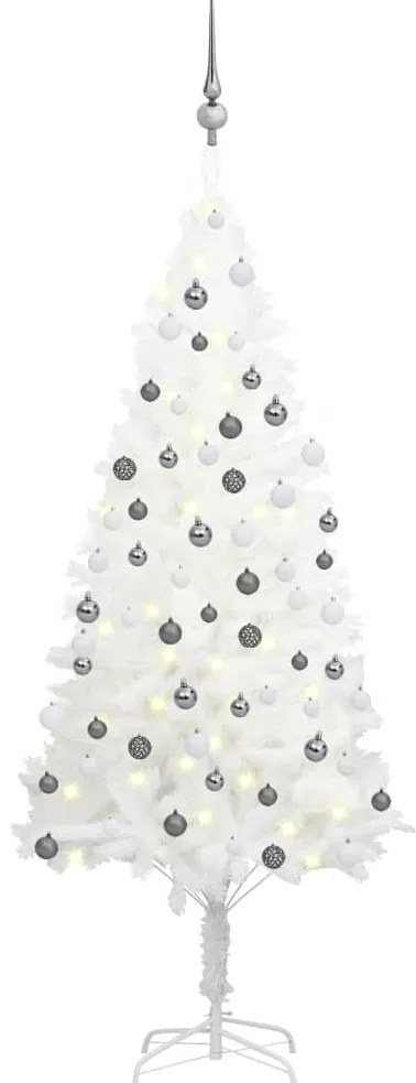 vidaXL Árvore Natal artificial pré-iluminada c/ bolas 150 cm branco