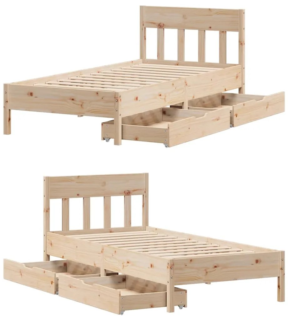 Cama sem colchão 75x190 cm madeira de pinho maciça