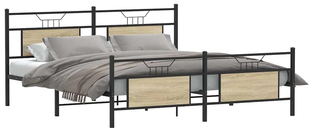Estrutura de cama sem colchão 160x200cm metal carvalho sonoma