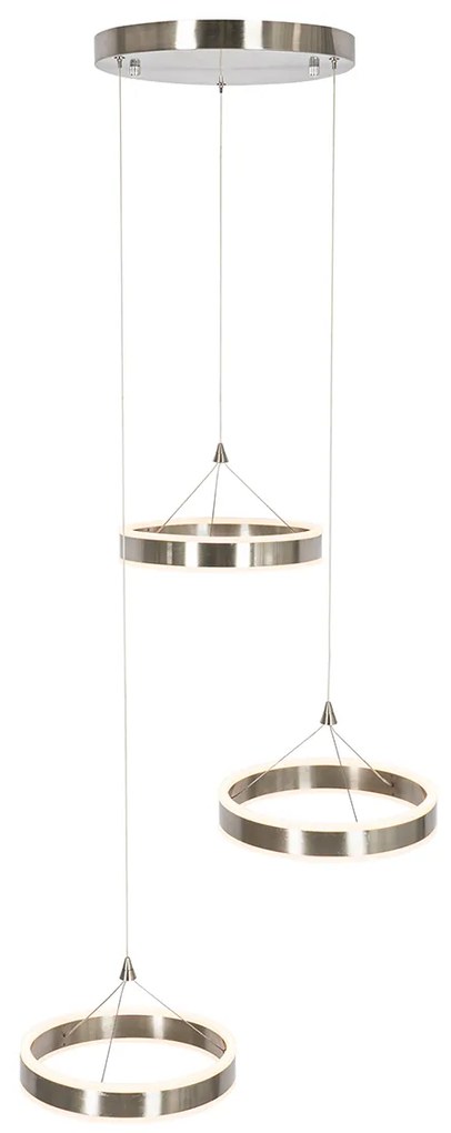 Candeeiro de suspensão redondo em aço com LED regulável em 3 níveis 3-luzes - Lyani Design