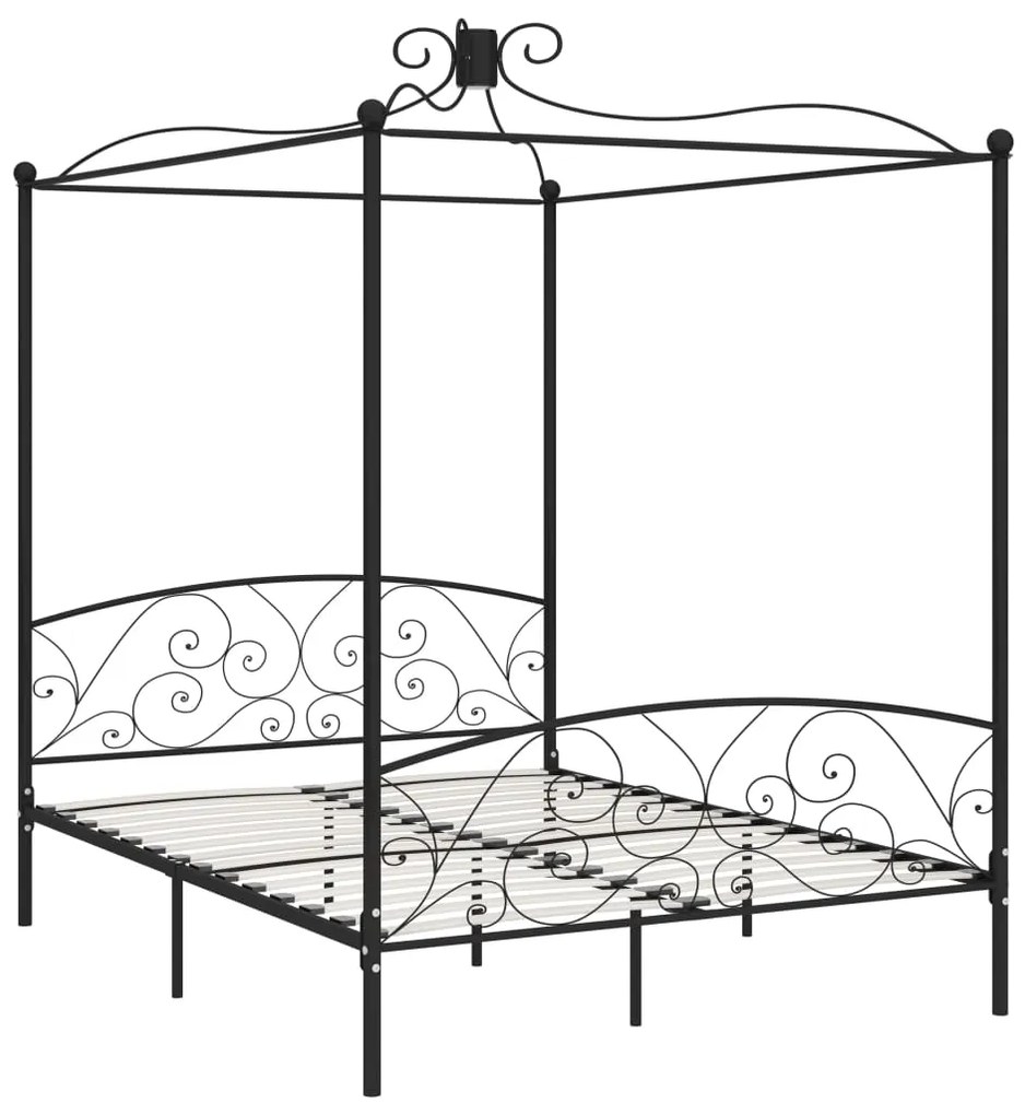 Estrutura de cama dossel 180x200 cm metal preto