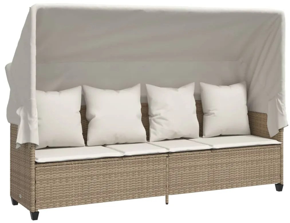 5 pcs conjunto de sofás p/ jardim com almofadões vime PE bege