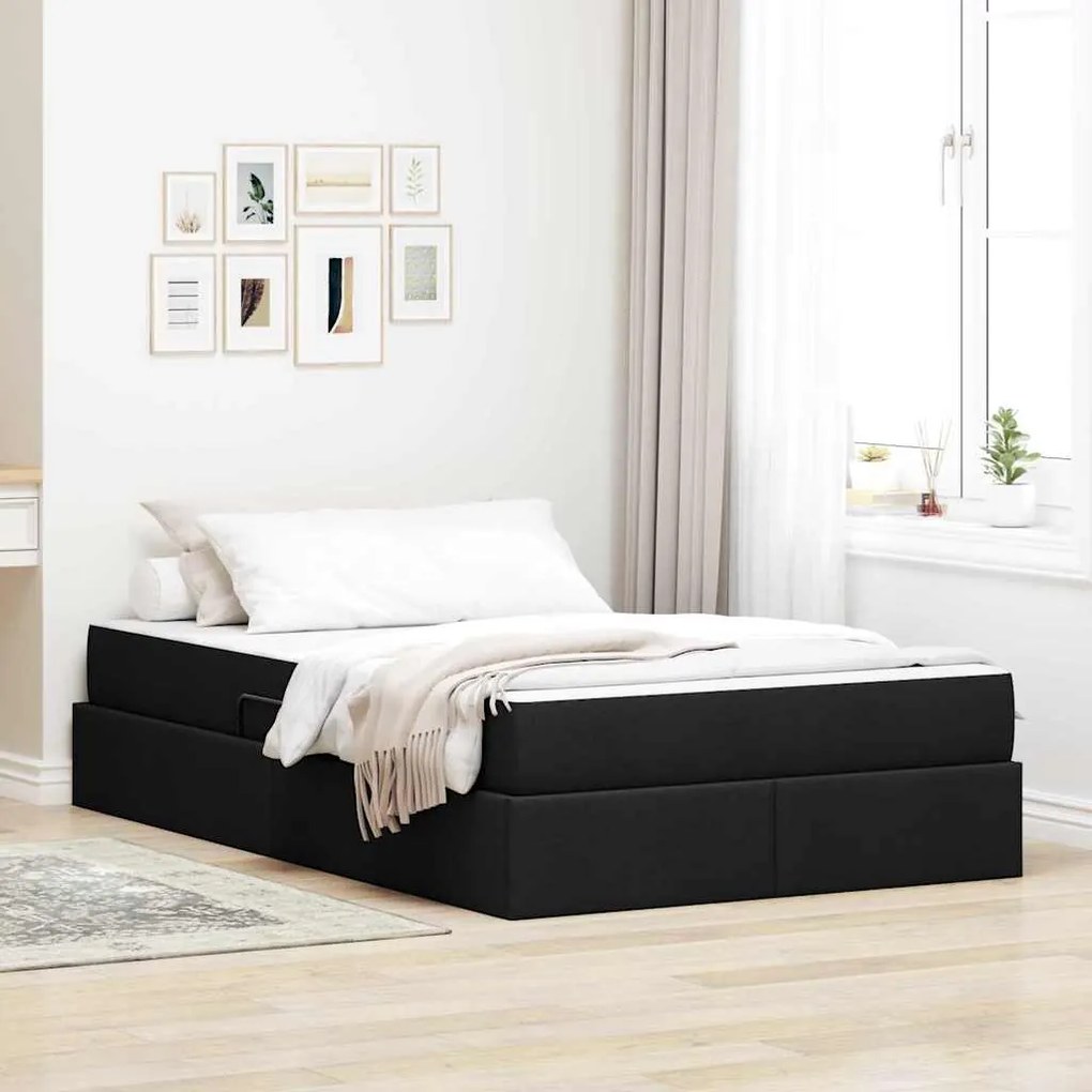 vidaXL Cama com arrumação e colchão Preto 120 x 200 cm Poliéster