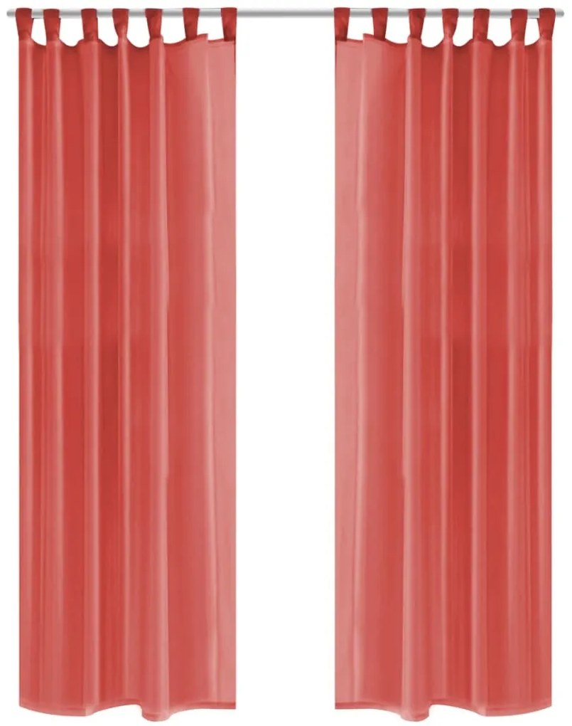Cortinas em voile 2 pcs 140x225 cm vermelho