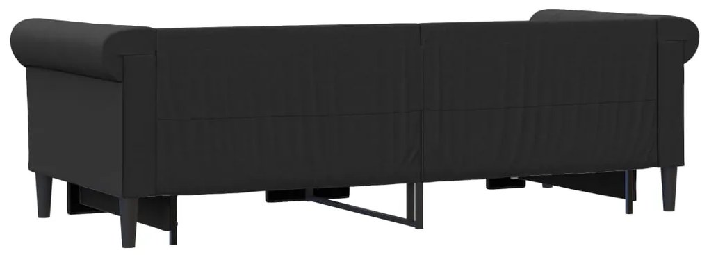 Sofá-cama com gavetão 90x200 cm couro artificial preto