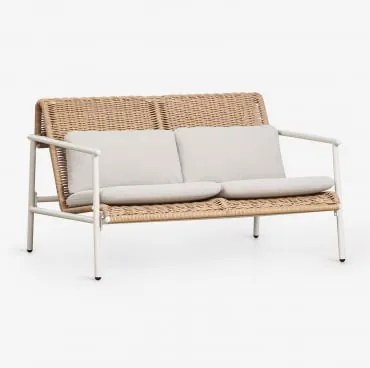 Sofá De Jardim De 2 Lugares Em Alumínio E Rattan Sintético Duroli Branco Glacial - Sklum