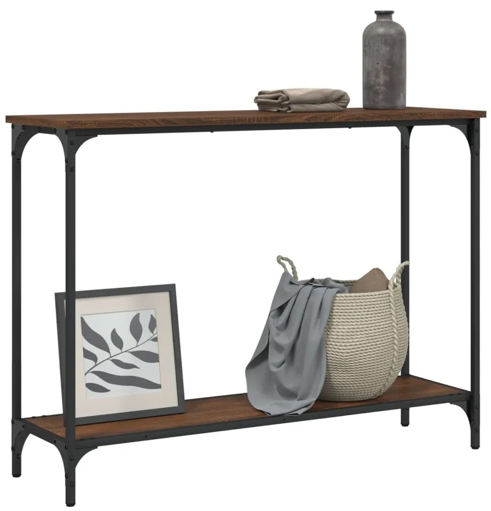 Mesa consola 101x30,5x75 cm derivados madeira carvalho castanho