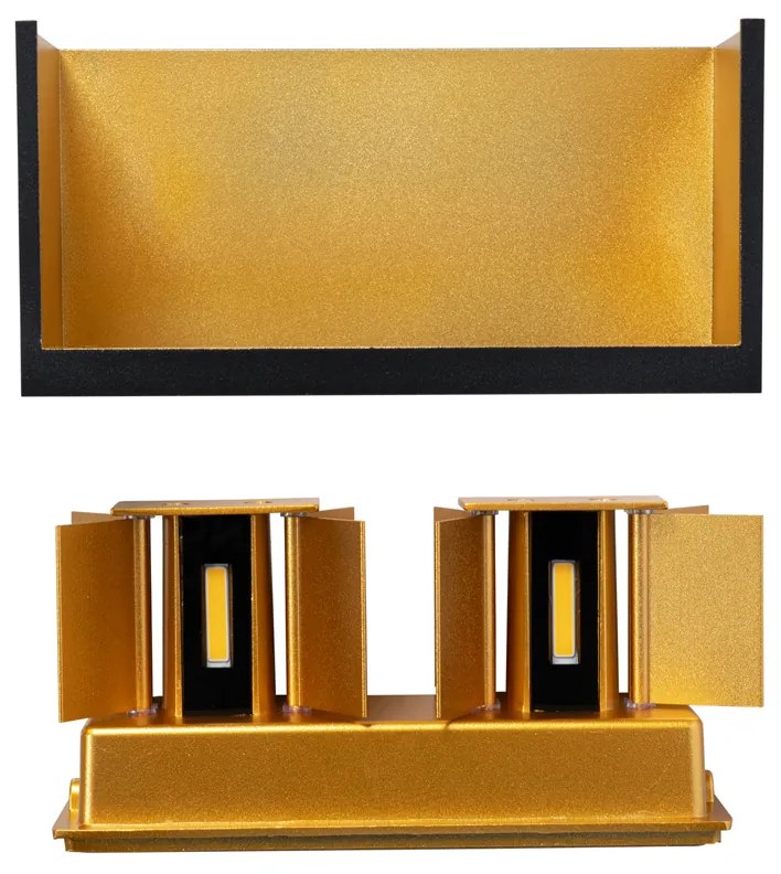 Candeeiro de parede exterior preto com dourado incl. LED 4 luzes IP54 - Edwin Moderno