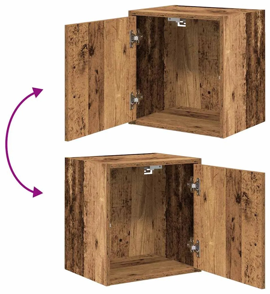 Armários de garagem 2 pcs derivados de madeira madeira velha