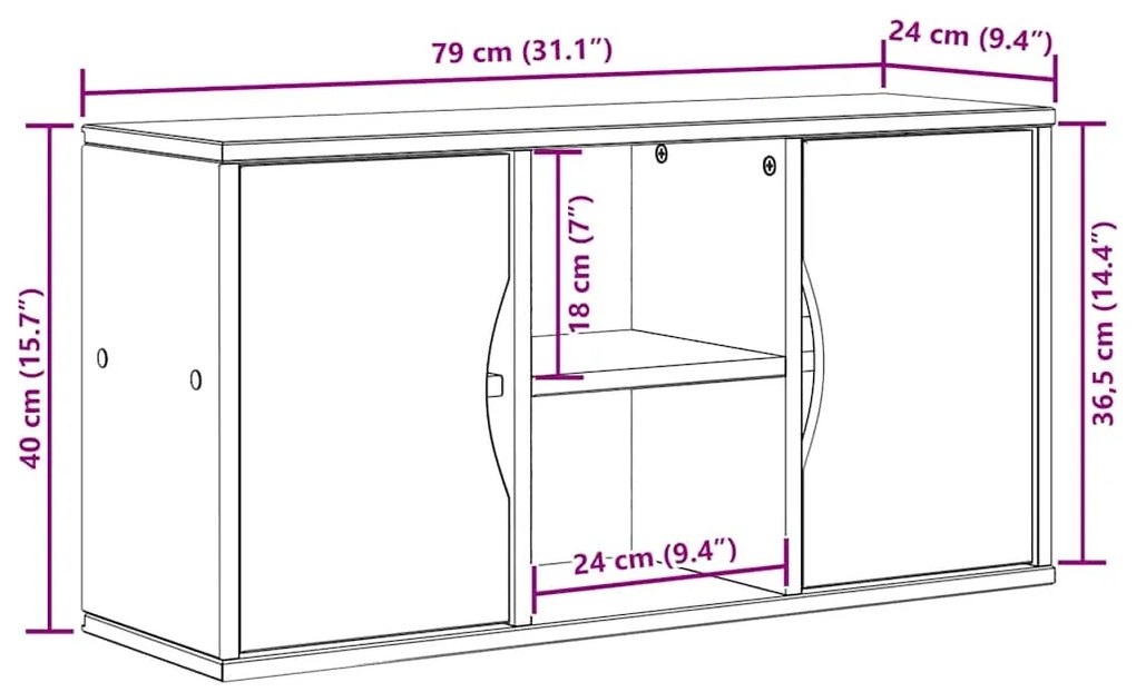 Armário para TV ODDA 79x24x40 cm Madeira maciça de pinho