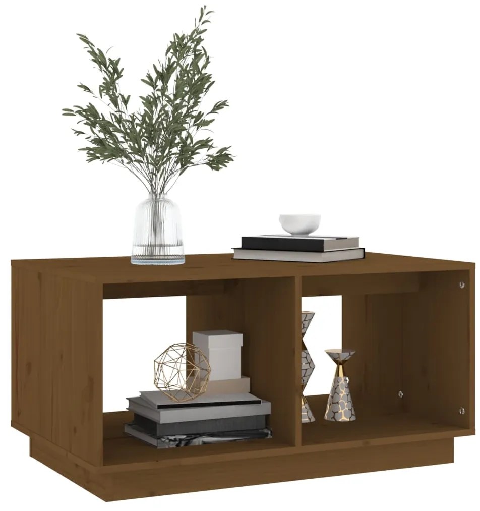 Mesa de centro 80x50x40 cm madeira de pinho maciça castanho-mel