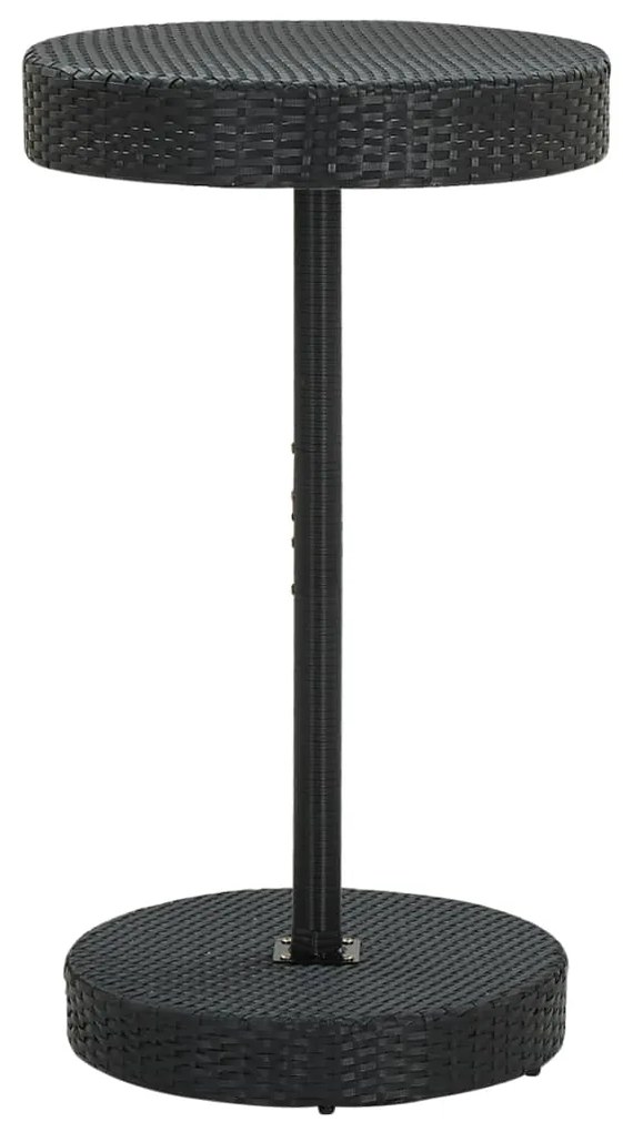 3 pcs conjunto bar de jardim com almofadões vime PE preto
