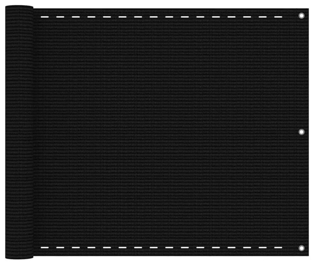 vidaXL Tela de varanda 75x300 cm PEAD preto