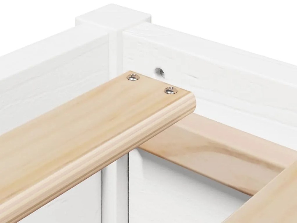 Cama com colchão 140x190 cm madeira de pinho maciça branco