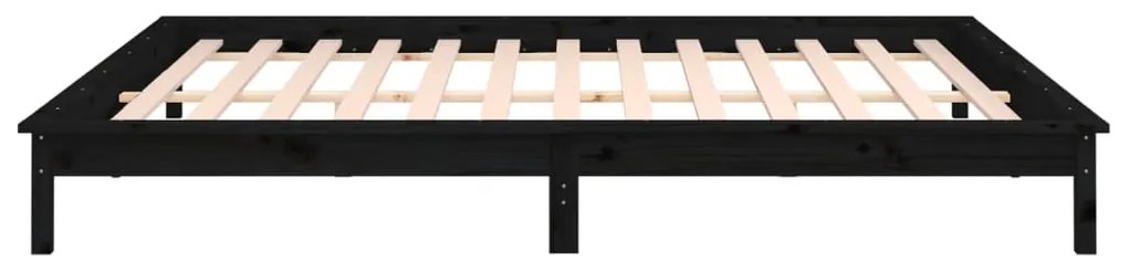 Estrutura de cama com LEDs 200x200 cm madeira maciça preto