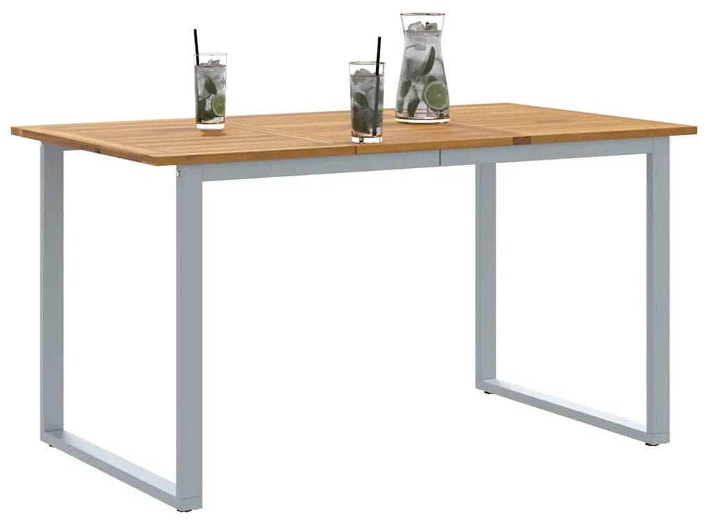 Mesa de Jantar Exterior vidaXL Cinza 140x80x75 cm Aço e Madeira Sólida