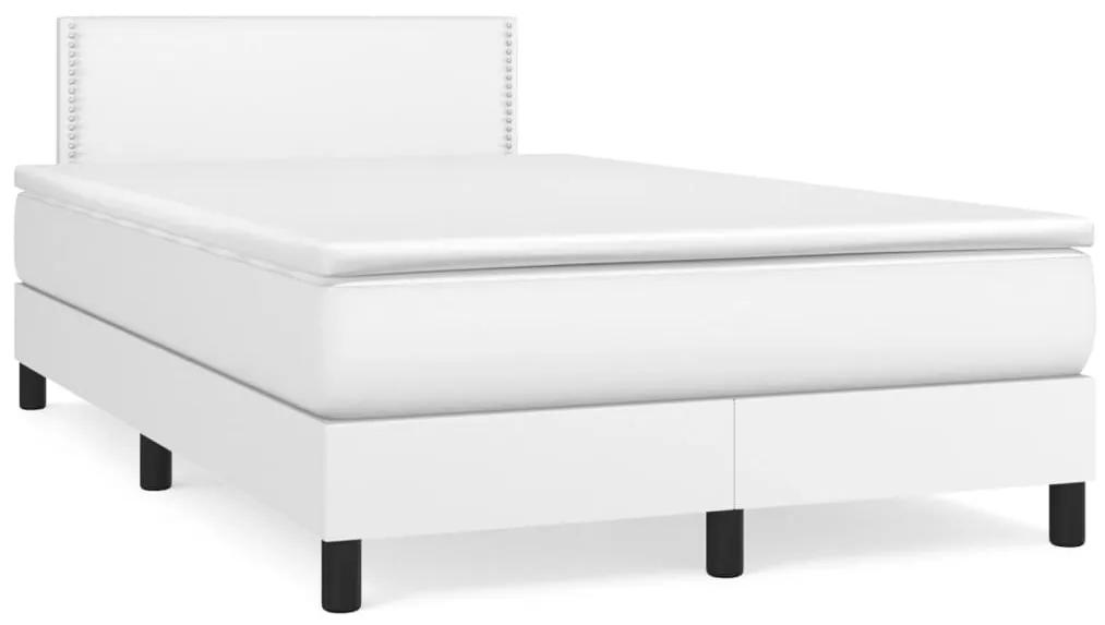 Cama com molas/colchão 120x200 cm couro artificial branco