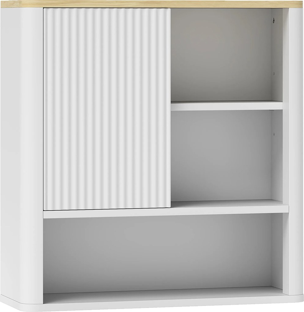 HOMCOM Armário de Parede para Casa de Banho com Porta Deslizante 5 Compartimentos e Prateleiras Ajustáveis 60x20x62 cm Branco | Aosom Portugal