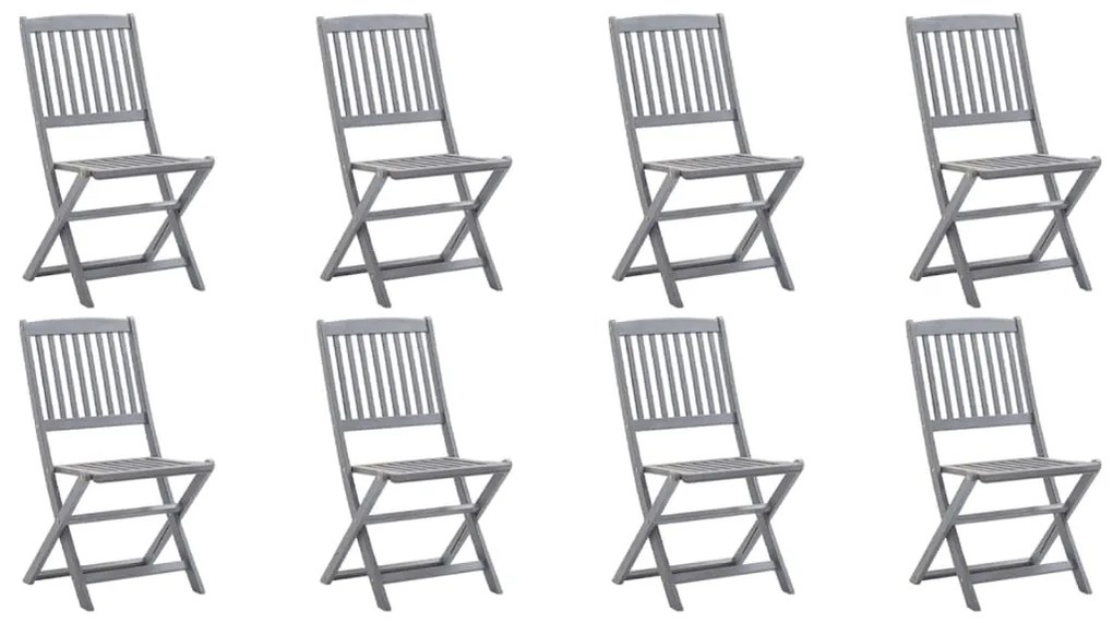 Cadeiras de exterior dobráveis 8pcs c/ almofadões acácia maciça