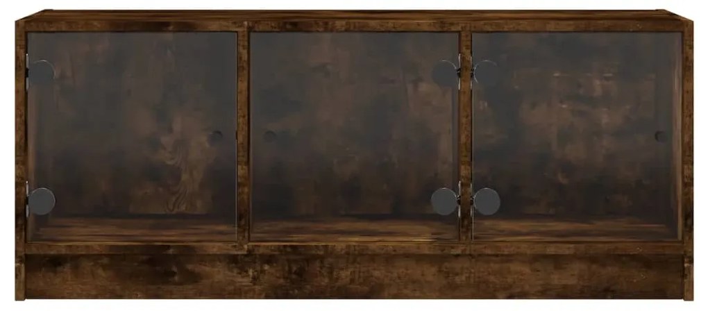 Móvel de TV c/ portas de vidro 102x37x42 cm carvalho fumado