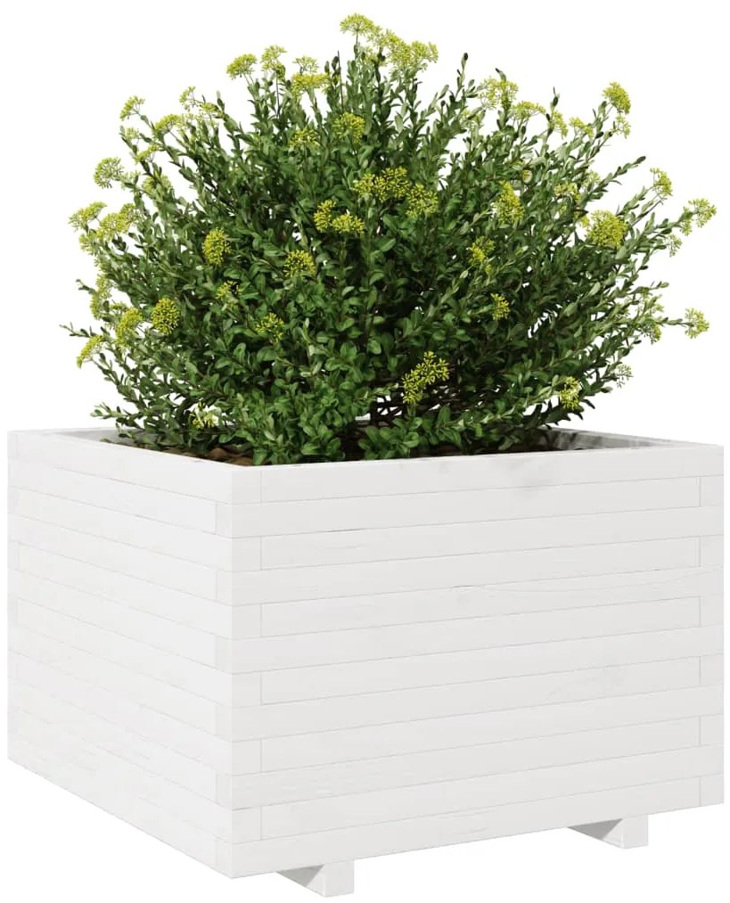 Vaso de jardim 70x70x49,5 cm madeira de pinho maciça branco