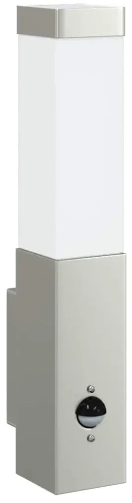 Luzes de Parede Externas com Sensor 2 pcs Aço Inoxidável Prata IP44