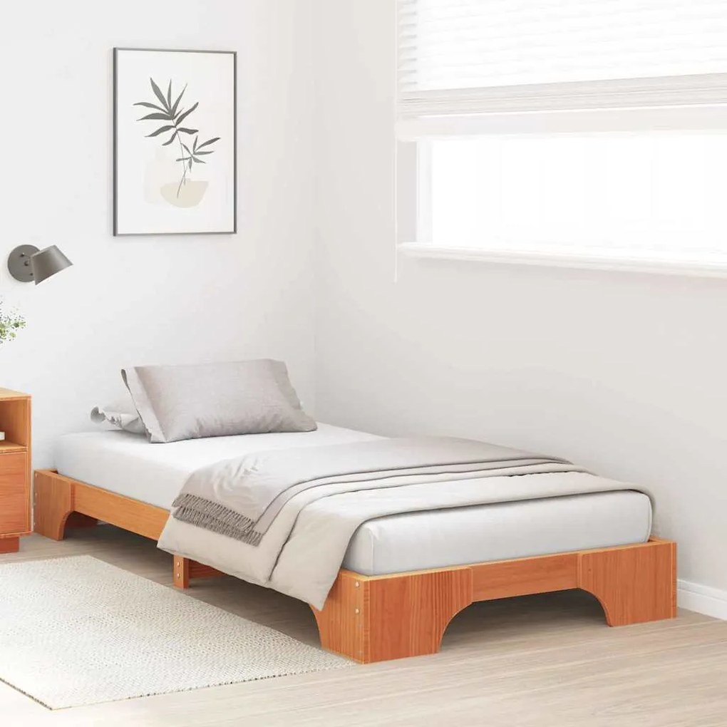 Estrutura de Cama Castanho Encerado 100x200 cm Madeira de Pinheiro Mac