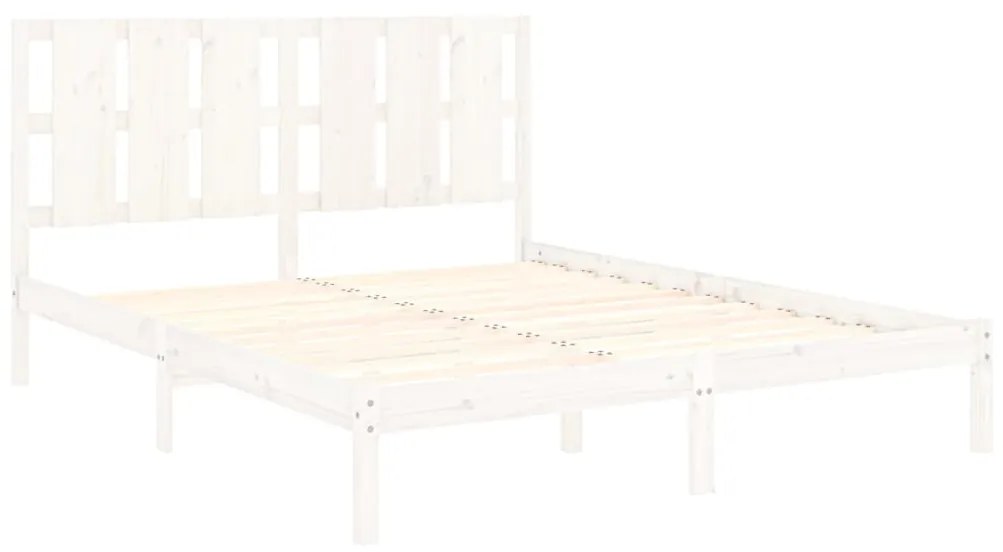 Estrutura de cama king 150x200 cm madeira maciça branco