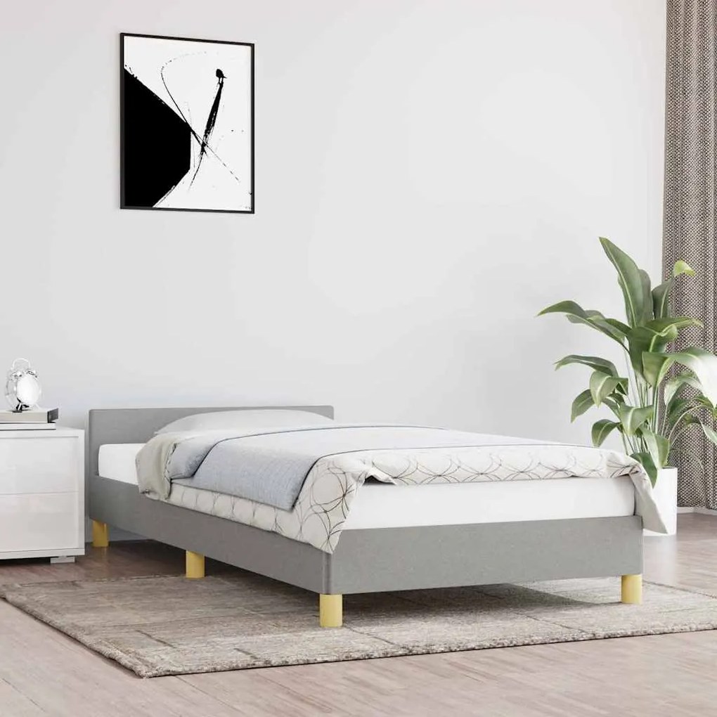 vidaXL Estrutura de cama sem colchão 90x190 cm tecido cinzento-claro