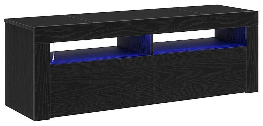 Estante para TV vidaXL com LED Carvalho Preto 120x35x40 cm Madeira de