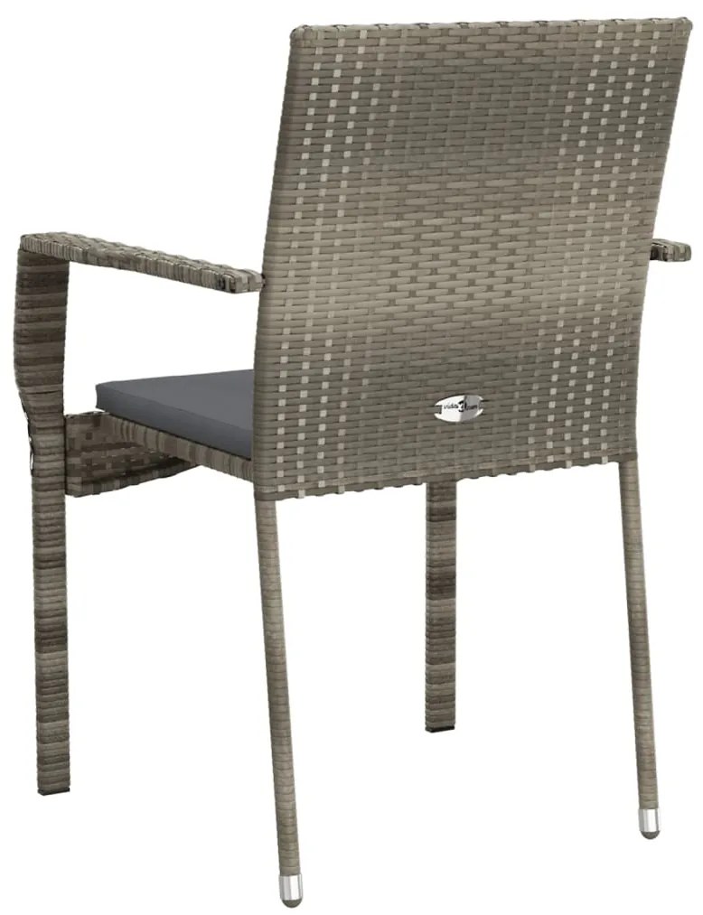 Cadeiras de jardim c/ almofadões 2 pcs vime PE cinzento