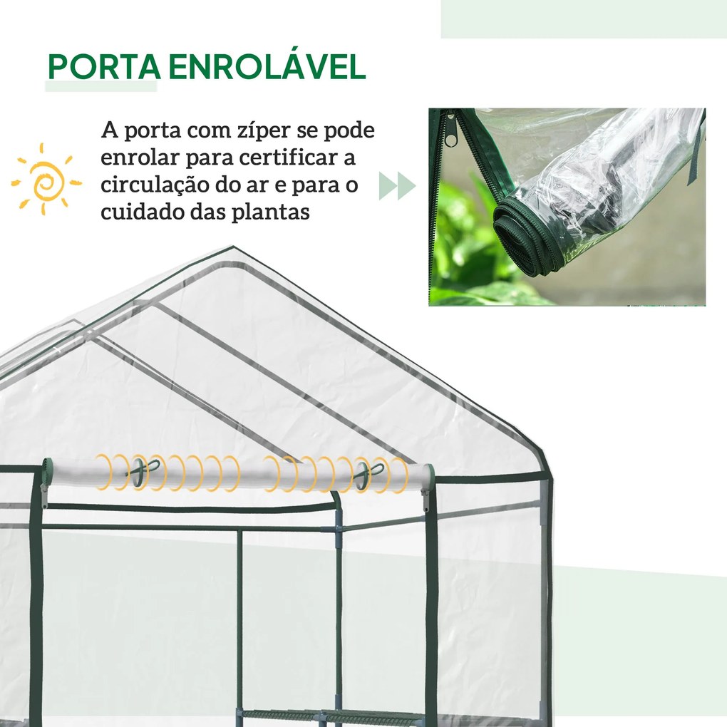 Estufa Transparente de Jardim Estufa de Plantas de 3 Níveis com Pratel