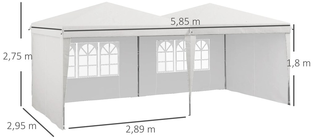 Tenda Dobrável 585x295 cm com Paredes Laterais Tenda para Festas com A