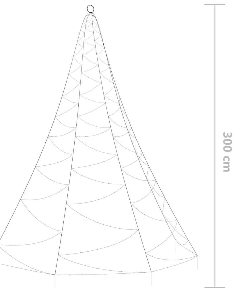 Árvore de Natal parede 260 luzes LED 3 m int/ext branco frio