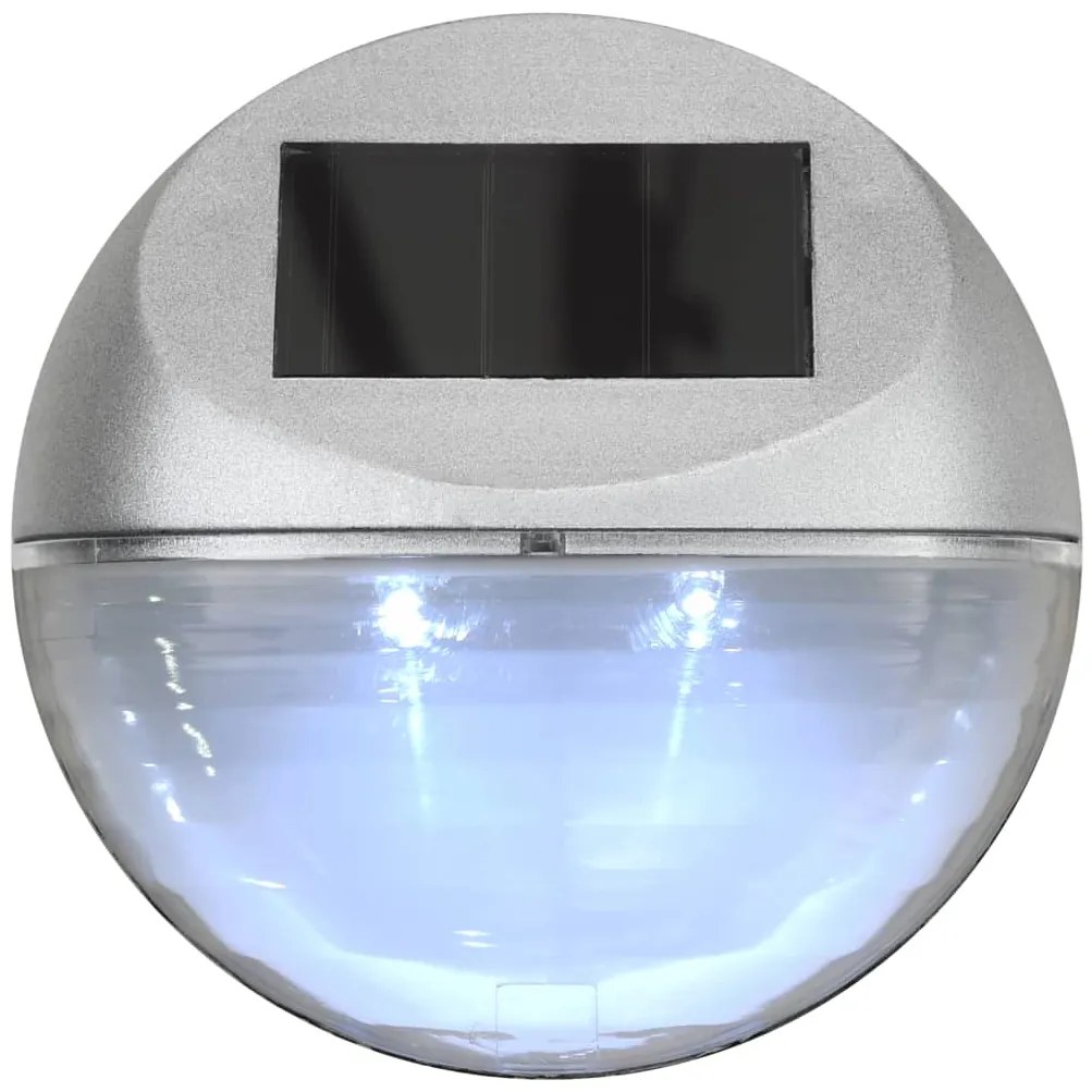Candeeiro de parede solar LED exterior 12 pcs prateado redondo