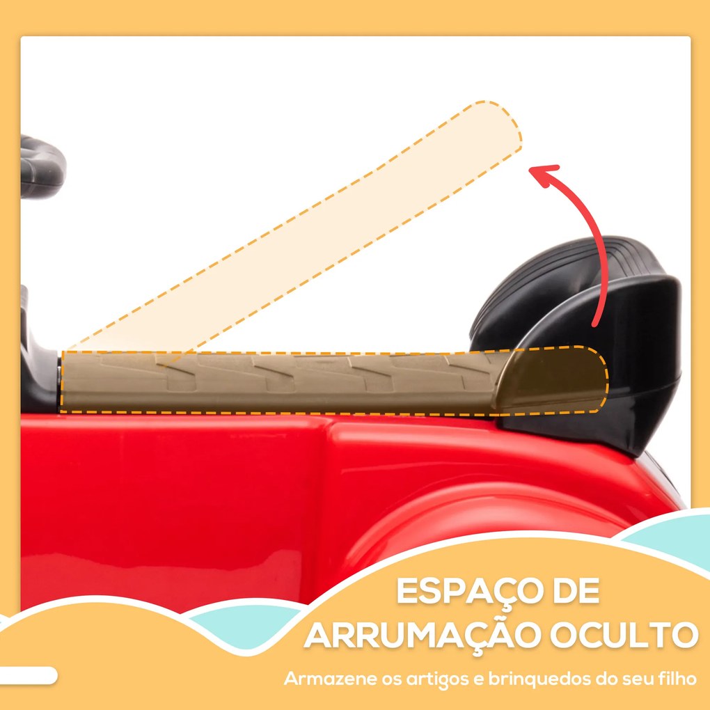 Carro Andador com Licença da Mercedes-Benz 300S com Armazenamento Volante Sistema Anti-Tombo  77,5x41,5x45 cm Vermelho