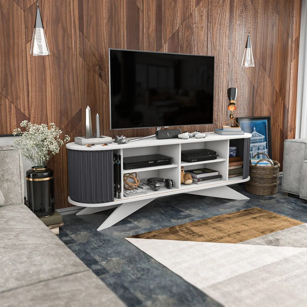 Móvel de TV Stor – Antracite e Branco – 180 cm x 43 cm x 60 cm