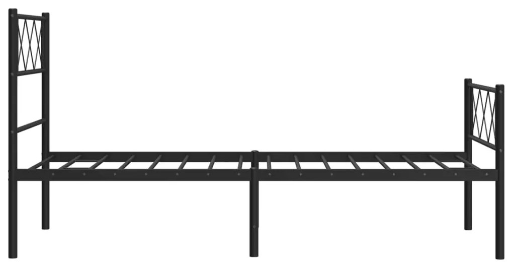 Estrutura de cama com cabeceira e pés 75x190 cm metal preto