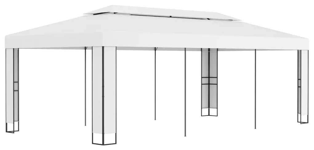 Gazebo com telhado duplo 3x6 m branco