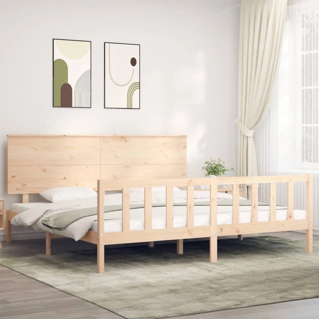vidaXL Estrutura de cama Super King Size com cabeceira madeira maciça