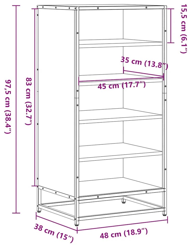 Sapateira 48x38x97,5 cm derivados de madeira carvalho sonoma