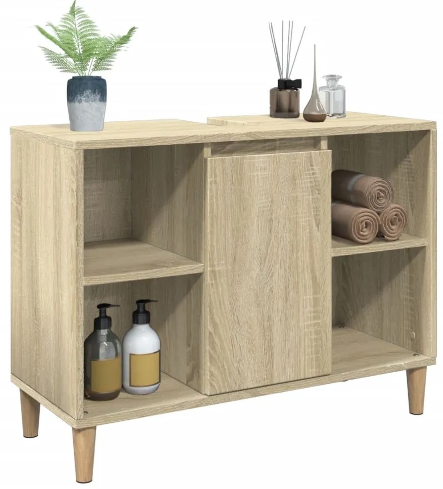Armário p/ casa banho 80x33x60cm deriv. madeira carvalho sonoma