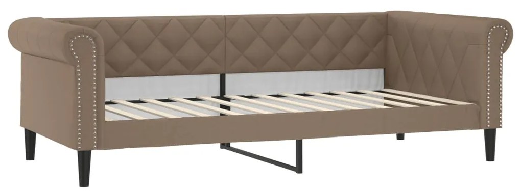 Sofá-cama com gavetão e colchões 90x200cm artificial cappuccino