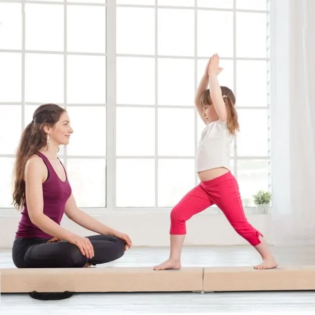 Barra de equilíbrio portátil para ginástica dobrável 210 x 10 x 6,5 cm Café