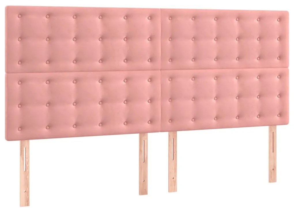 Cama com molas/colchão 200x200 cm veludo rosa