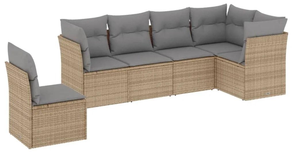 vidaXL 6 pcs conjunto de sofás p/ jardim com almofadões vime PE bege