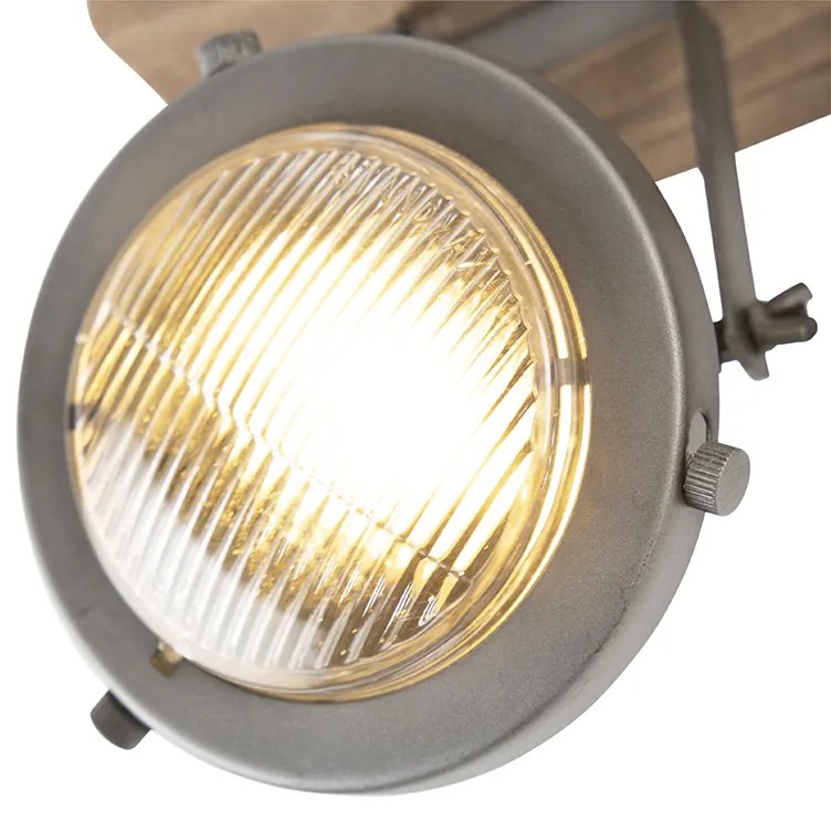 Foco inteligente industrial cinzento com madeira incl. 2 WiFi GU10 - Emado